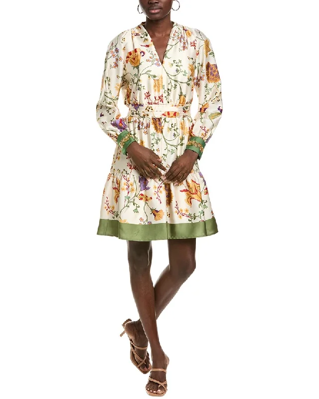 Anne Klein Soft V-Neck Tiered Mini Dress Comfortable Fit-and-Flare Mini Dress