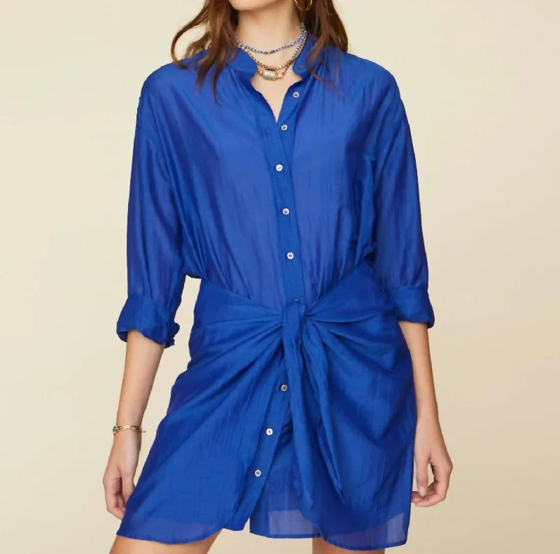 Arly Mini Dress In Lapis Lazuli Fashionable Mini Dress with Pockets