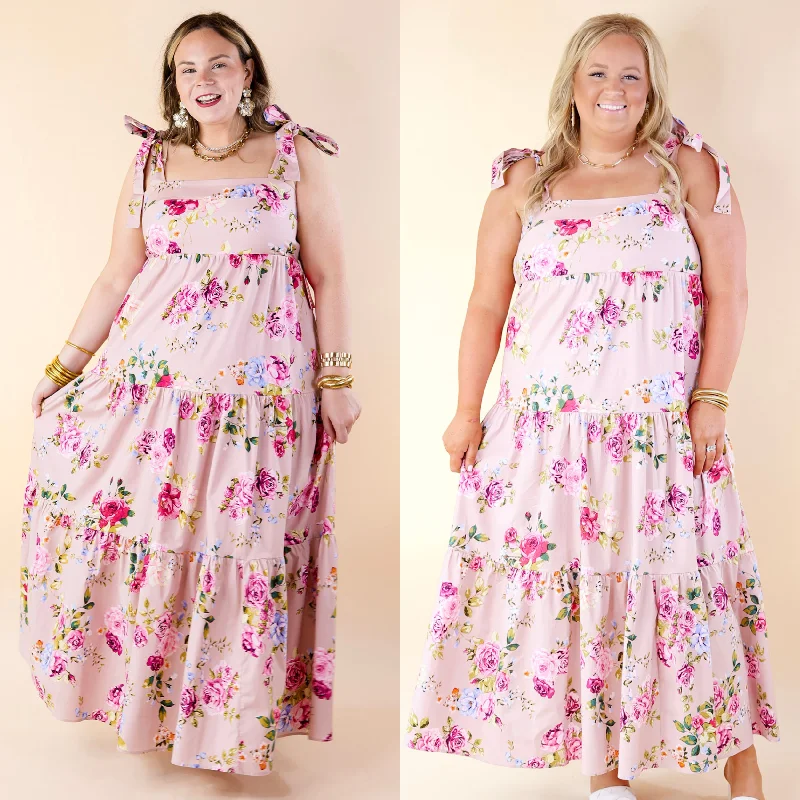 BuddyLove | Arlene Tie-Shoulder Maxi Dress in Blushing Pink Cozy Wrap Maxi Dress