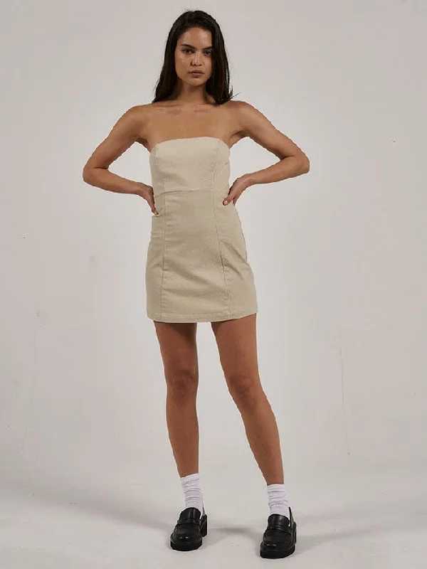 Carey Strapless Mini Dress - Oatmeal Casual Button-Up Mini Dress