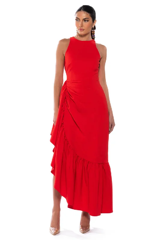 DANCE WITH ME RUCHED WAIST SLEEVELESS MAXI DRESS Fashionable Sleeveless Maxi Dress