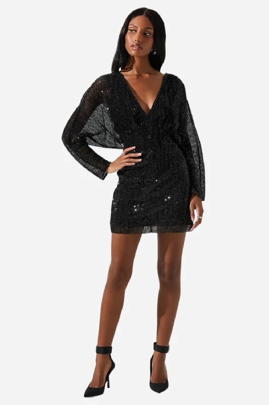 ASTR The Label Devika Sequin Open Back Mini Dress in Black Cozy Long Sleeve Mini Dress ASTR The Label Devika Sequin Open Back Mini Dress in Black Cozy Long Sleeve Mini Dress