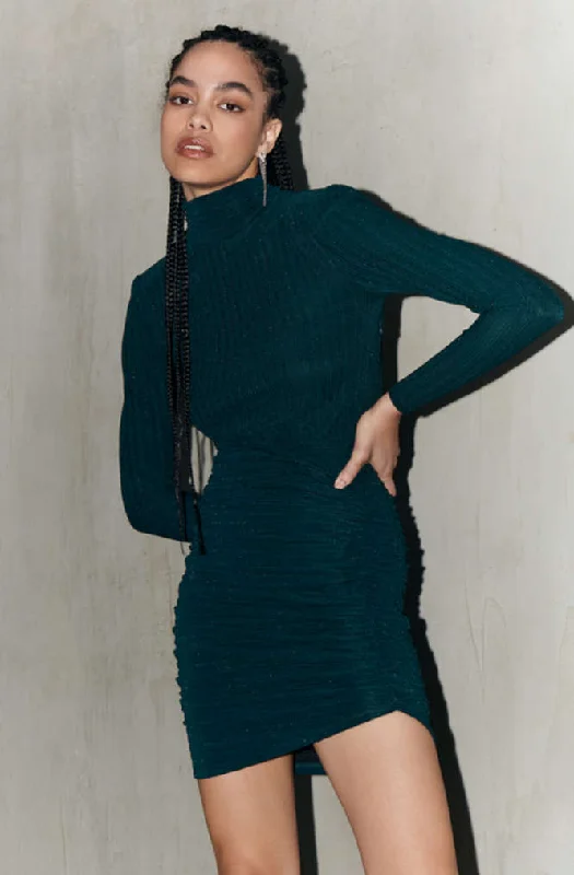 Saylor Diem Metallic Pleat Knit Mini Dress in Black Forest Green Classic Floral Mini Dress Saylor Diem Metallic Pleat Knit Mini Dress in Black Forest Green Classic Floral Mini Dress