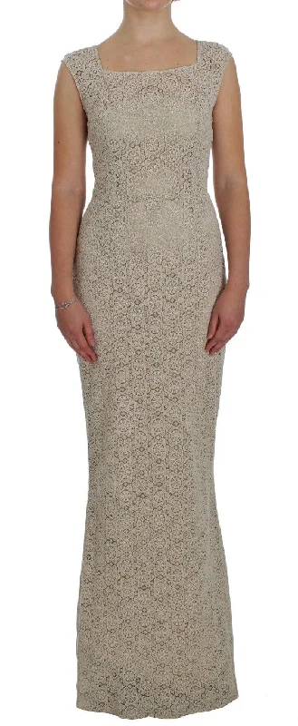 Elegant Beige Floral Cutout Maxi Dress Classic Black Maxi Dress