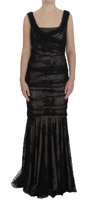 Elegant Black Floral Bodycon Maxi Dress Trendy Maxi Dress with Belt