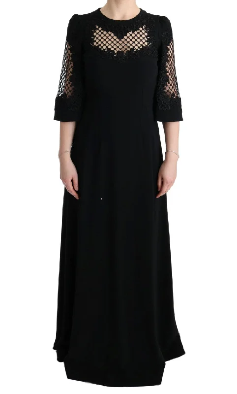 Elegant Black Floral Maxi Dress Fashionable Asymmetrical Maxi Dress