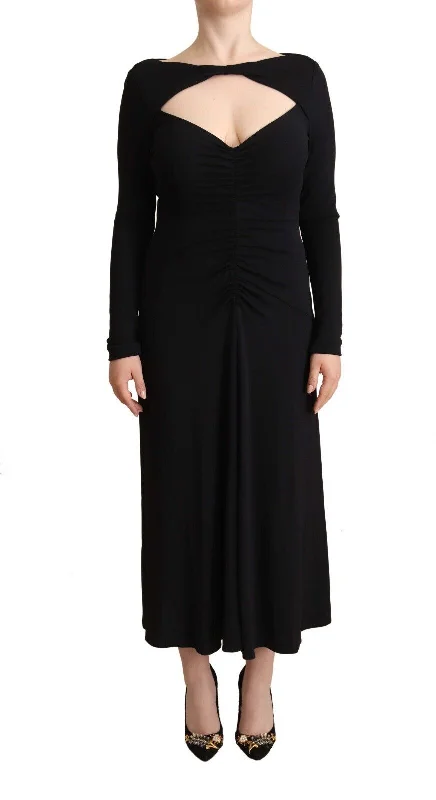 Elegant Black Nylon Stretch Maxi Dress Elegant Sleeveless Maxi Dress