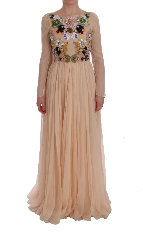 Elegant Floral Embroidered Silk Maxi Dress Elegant Lace-Up Maxi Dress