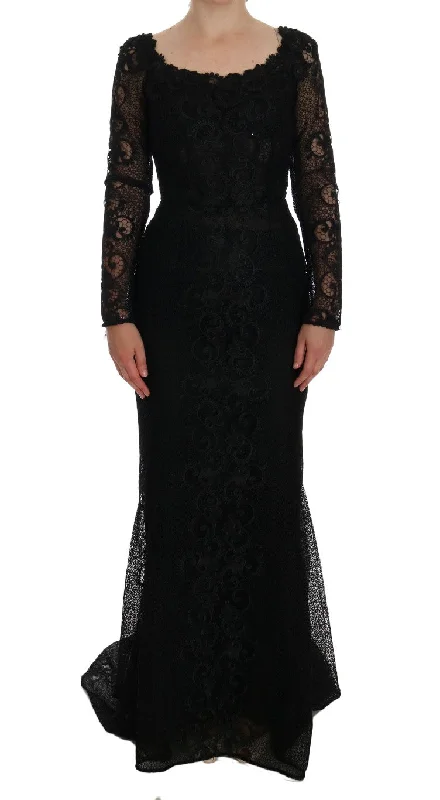 Elegant Full Length Black Sheath Maxi Dress Trendy Maxi Dress with Lace