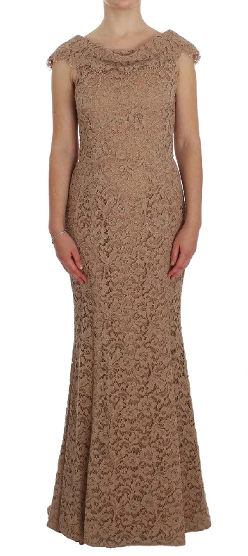 Elegant Pink Floral Lace Maxi Dress Elegant Silk Maxi Dress
