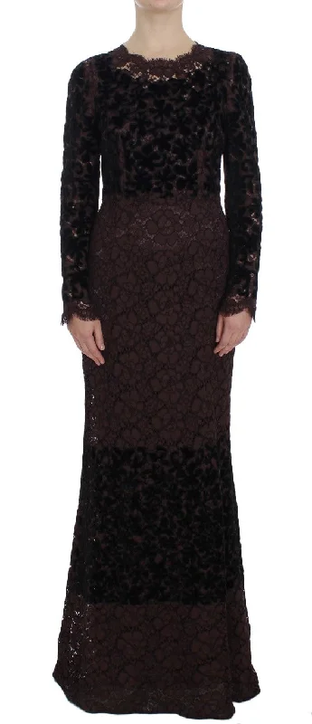 Elegant Purple Floral Lace Maxi Dress Elegant Boho Maxi Dress