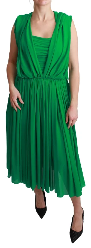 Elegant Sleeveless Pleated Silk Maxi Dress Elegant Boho Maxi Dress