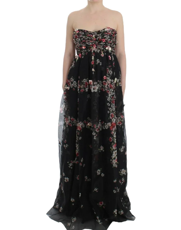 Elegant Strapless Silk Maxi Dress Trendy Short Sleeve Maxi Dress