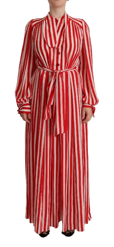 Elegant Striped Silk Maxi Dress Fashionable Halter Neck Maxi Dress