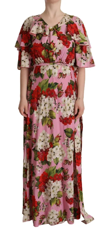 Enchanting Floral Silk Maxi Dress Comfortable Satin Maxi Dress