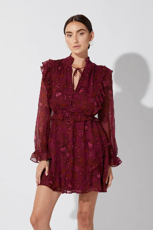 Cleobella Everly Mini Dress in Botanical Floral Comfortable Linen Mini Dress
