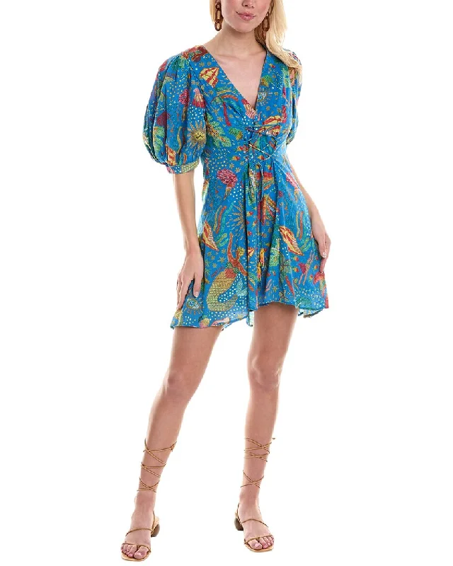 FARM Rio Ocean Stories Mini Dress Trendy Denim Mini Dress