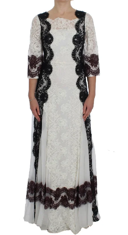 Floral Lace Silk Blend Maxi Dress Classic V-Neck Maxi Dress