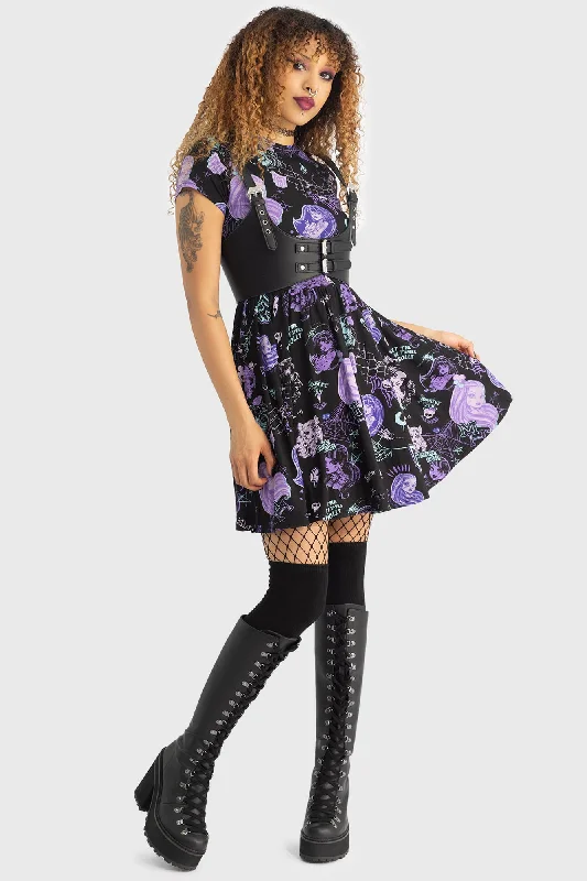 Ghoul Reunion Aop Mini Dress Casual Mini Dress with Pockets