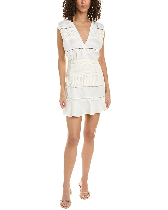 IRO Plunging Linen-Blend Mini Dress Fashionable Party Mini Dress