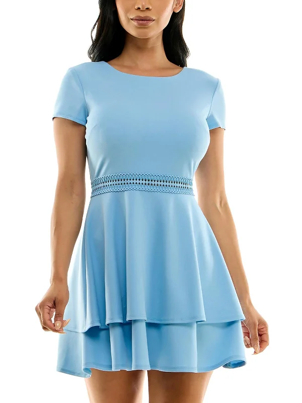 Juniors Womens Tiered Short Mini Dress Fashionable Boho-Chic Mini Dress