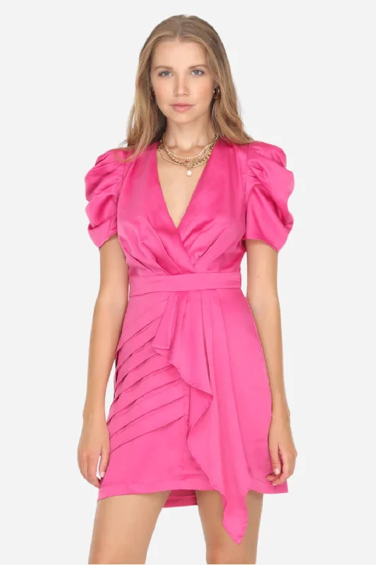 Adelyn Rae Karina Draped Skirt Mini Dress Fashionable Mini Dress with Frills