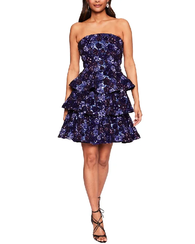 Marchesa Notte Strapless Mini Dress Fashionable Mini Dress with Slits