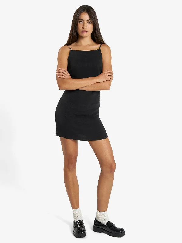 Nerissa Mini Dress - Antique Black Stylish Plaid Mini Dress