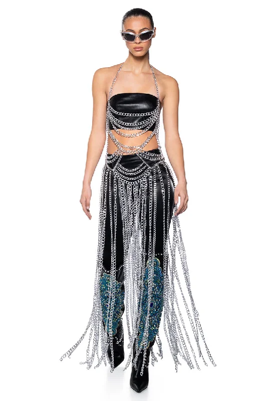 GOODBYE ANGEL CHAIN OVERLAY MAXI DRESS Elegant Floral Maxi Dress