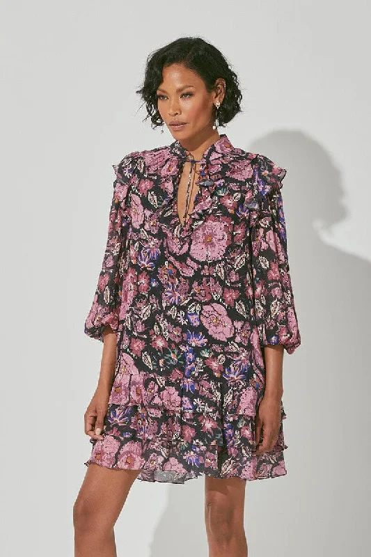 Samaya Mini Dress in Jolie Floral Elegant Mini Dress with Pleats