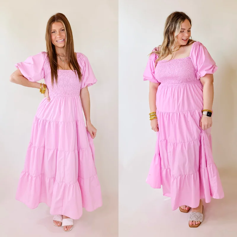 Santorini Sunshine Short Balloon Sleeve Maxi Dress in Light Pink Comfortable Bohemian Maxi Dress Santorini Sunshine Short Balloon Sleeve Maxi Dress in Light Pink Comfortable Bohemian Maxi Dress
