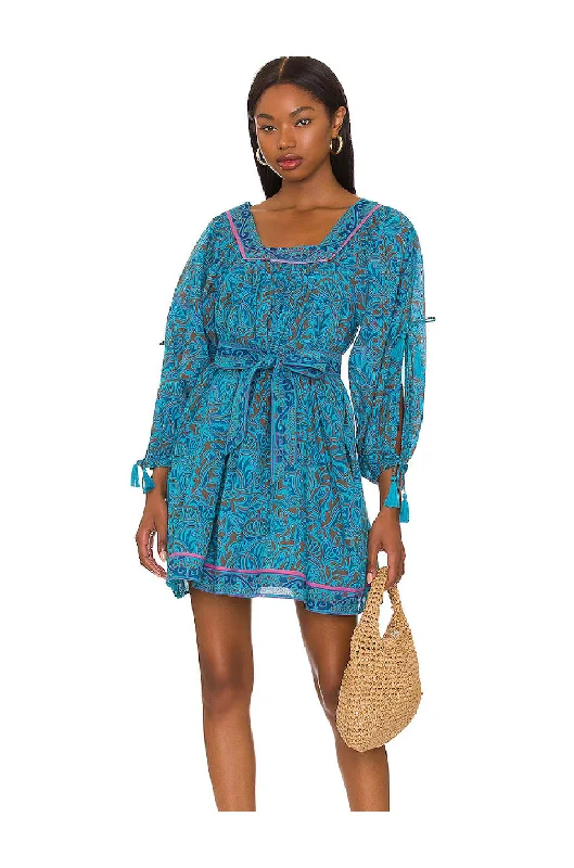 Cleobella Skyla Mini Dress In Zuri Block Print Classic Solid Mini Dress