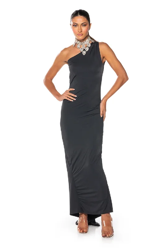 TAMMY BACKLESS RUCHED MAXI DRESS Cozy Ruffle Sleeve Maxi Dress