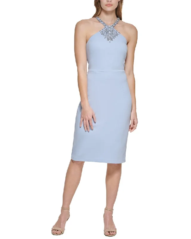 Vince Camuto Scuba Crepe Mini Dress Elegant Lace-Up Mini Dress