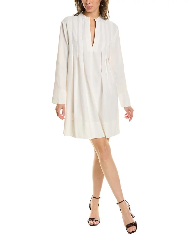 Vince Trapeze Pleat Linen-Blend Mini Dress Cozy Jersey Mini Dress