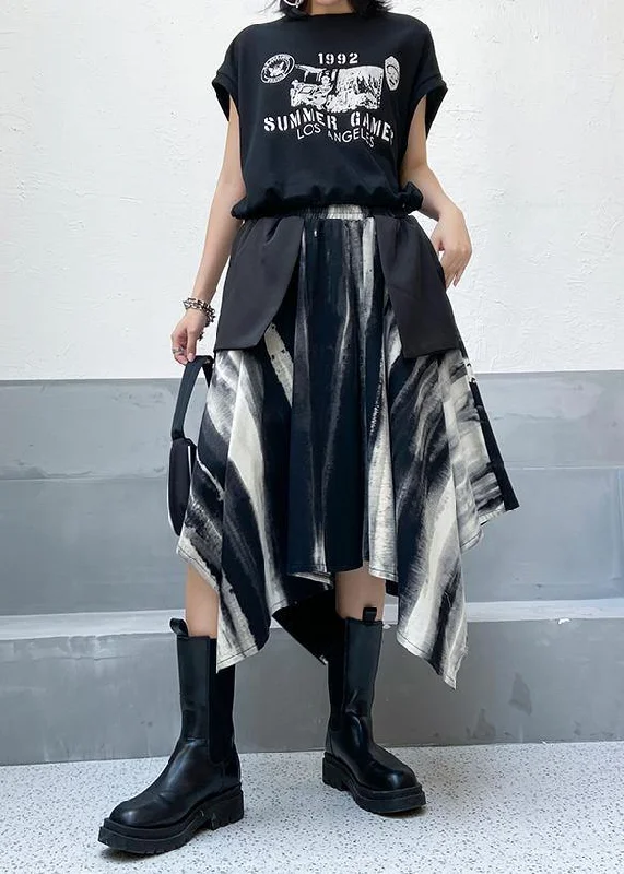 A-line skirt autumn and winter women's large high waist irregular black tie dye skirt high waist skirt A-line skirt autumn and winter women's large high waist irregular black tie dye skirt high waist skirt