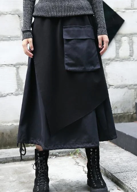 baggy black Midi-length skirt oversize traveling clothing patchwork vintage asymmetrical design autumn skirt linen skirt natural baggy black Midi-length skirt oversize traveling clothing patchwork vintage asymmetrical design autumn skirt linen skirt natural