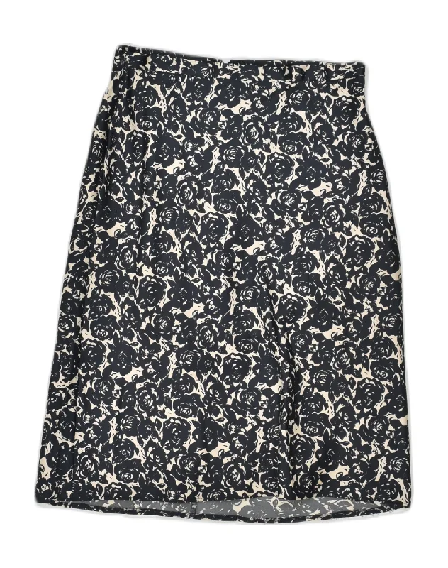 BENETTON Womens A-Line Skirt W26 Small Black Floral floral skirt print