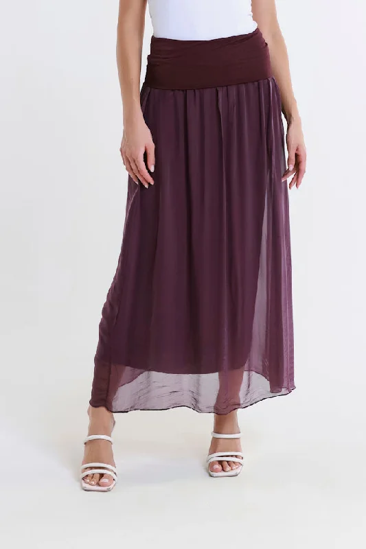 Brenda Silk Foldover Waist Skirt (SL204) cashmere skirt soft