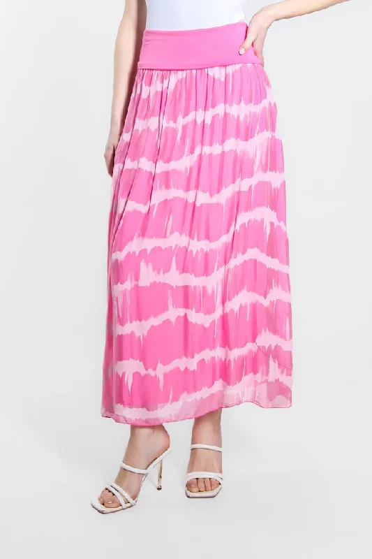 Brenda Tie Dye Silk Foldover Waist Skirt (SL204TD) denim skirt classic