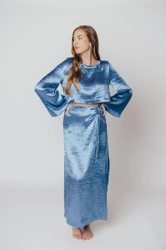 Cecily Midi Skirt in Blue Teal cashmere skirt fine
