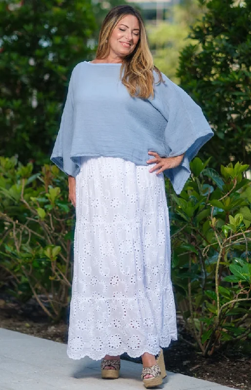Cybil Eyelet Lined Skirt (SL109) silk skirt elegant