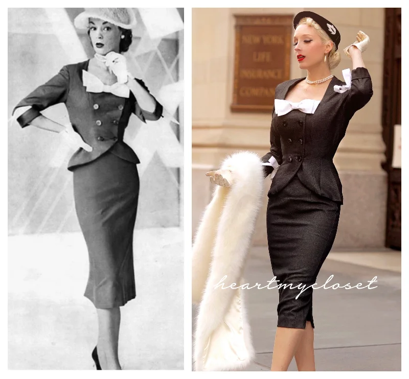 Delia- vintage 1950s suit with pencil skirt wool skirt sturdy