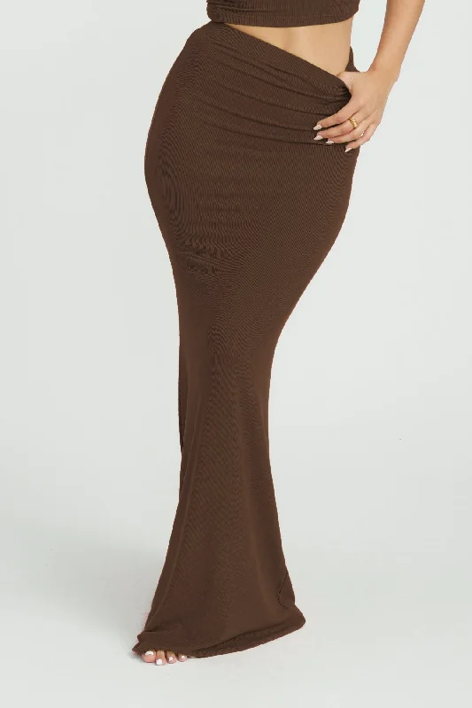 Dom Maxi Skirt - Chocolate denim skirt classic