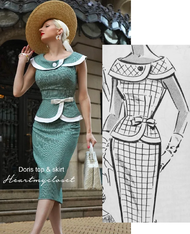 Doris - vintage 1950s suit with pencil skirt low waist skirt