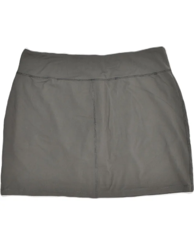 EDDIE BAUER Womens Low Waist Mini Skirt UK 18 XL W38 Grey Nylon silk skirt lustrous