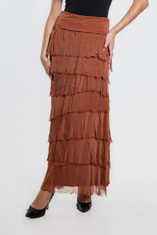 Elisa Silk Ruffle Skirt (SL201) wrap skirt elegant