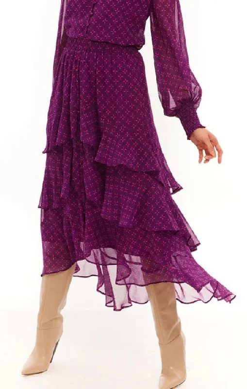 Ella Midi Skirt in Sangria denim skirt fashionable