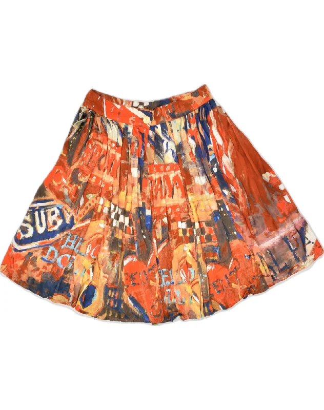 ICEBERG Womens Graphic Pleated A-Line Skirt IT 44 Medium W26 Multicoloured pleated skirt texture ICEBERG Womens Graphic Pleated A-Line Skirt IT 44 Medium W26 Multicoloured pleated skirt texture