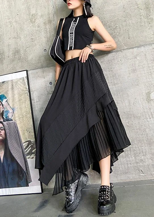 Irregular skirt a-line skirt mid-length black stitching pleated skirt velvet skirt plush Irregular skirt a-line skirt mid-length black stitching pleated skirt velvet skirt plush